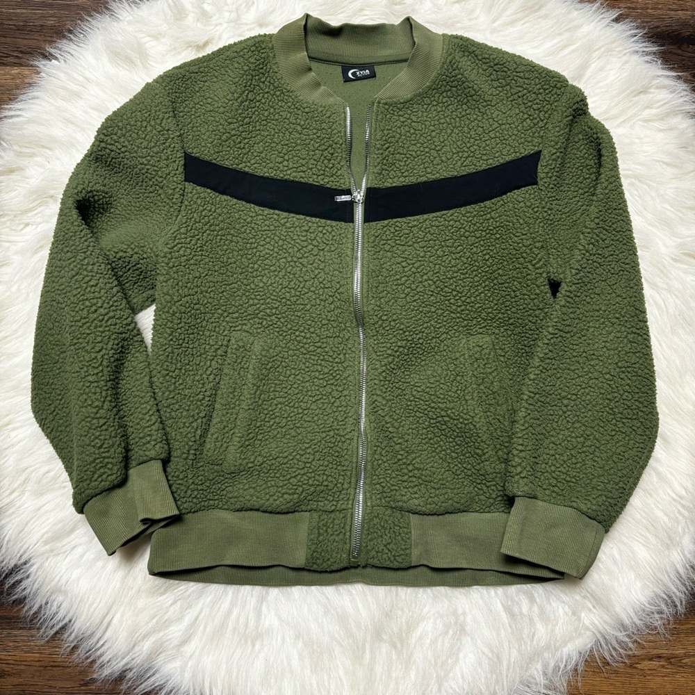 Zyia Green Sherpa Bomber Jacket size Women’s Medium